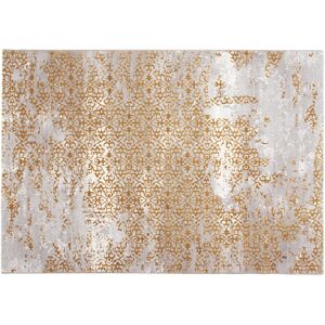 Miliboo Tapis rectangulaire a motif arabesques aspect vieilli ocre et gris clair 160 x 230 cm MARSA