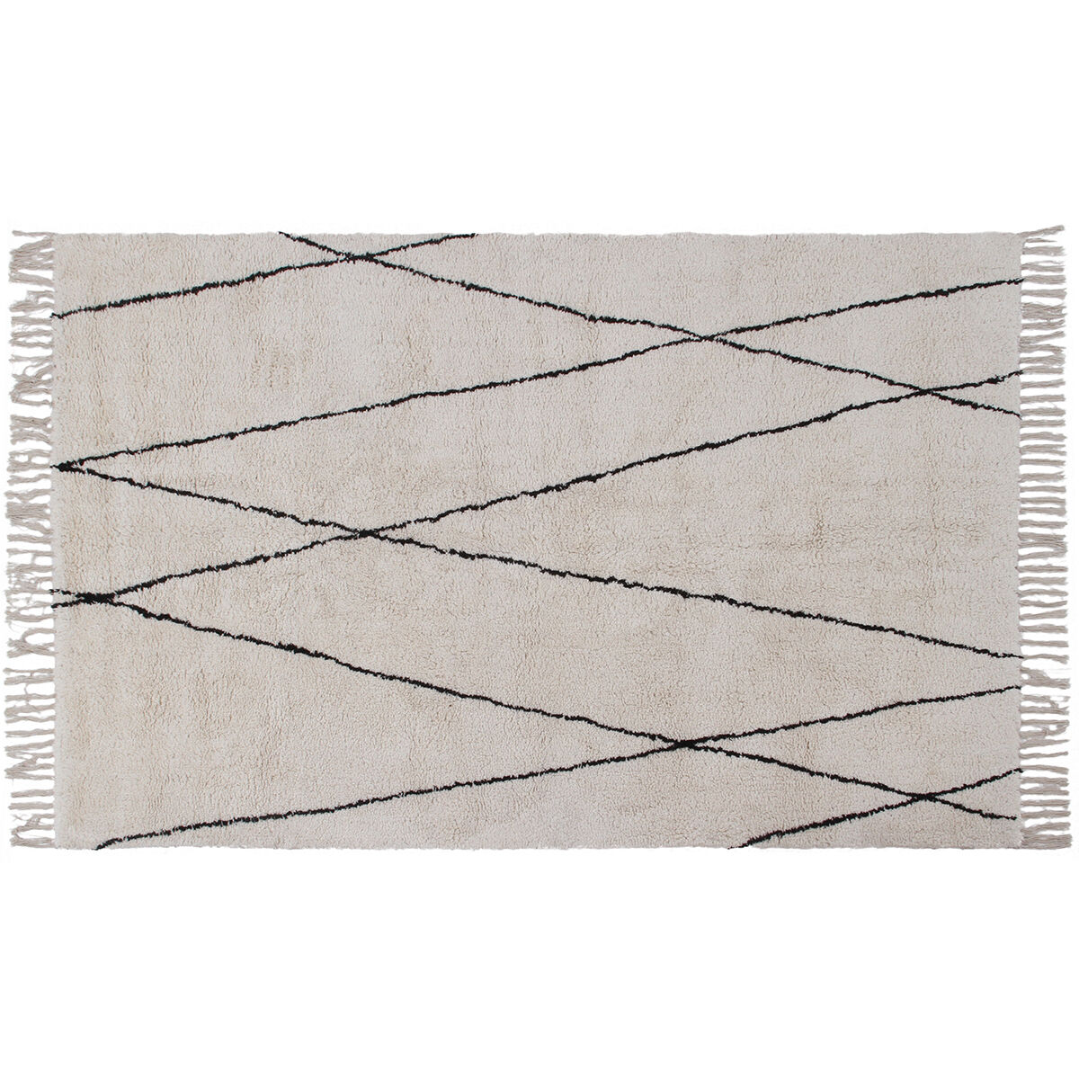 Miliboo Tapis berbère à franges en coton écru 160 x 230cm HODNA