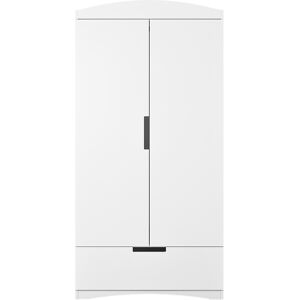 Miliboo Armoire avec penderie et etageres finition blanc mat L90 cm ANTONIN