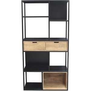 Miliboo Bibliotheque en metal noir et bois manguier massif L90 cm JAIPUR