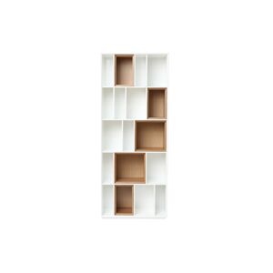 Miliboo Bibliotheque modulable blanche et finition bois clair chene L85 cm JAZZ