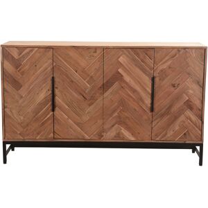 Miliboo Buffet a motifs chevrons en bois massif et metal noir 4 portes L160 cm STICK