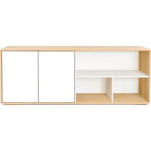 Miliboo Buffet bas scandinave blanc et bois clair chene massif L190 cm EZIA