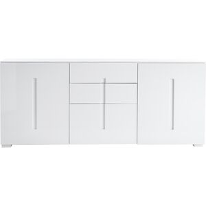 Miliboo Buffet design blanc laque brillant 2 portes 3 tiroirs L180 cm TED