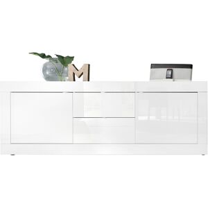 Miliboo Buffet design blanc laque brillant avec tiroirs L210 cm LATTE