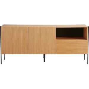 Miliboo Buffet design en bois clair chene et metal noir 2 portes 1 tiroir L175 cm HEDA