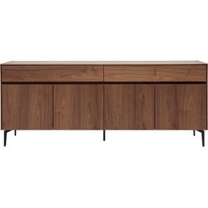 Miliboo Buffet design en bois fonce noyer et metal noir 4 portes 2 tiroirs L180 cm BLISS