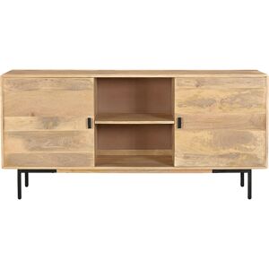 Miliboo Buffet en bois clair manguier massif et metal noir 2 portes L168 cm JUDE