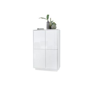 Miliboo Buffet haut design blanc brillant 4 portes L92 cm COMO