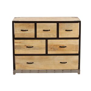 Miliboo Commode industrielle en bois manguier massif et metal noir 6 tiroirs L99 cm INDUSTRIA