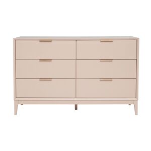 Miliboo Commode rose poudre et metal dore 6 tiroirs L120 cm GIANA