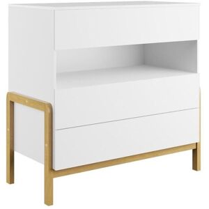 Miliboo Commode scandinave blanche et bois clair chene massif 3 tiroirs L100 cm CELESTINE