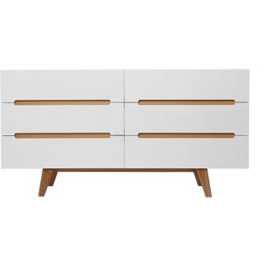 Miliboo Commode scandinave finition blanc brillant laque 6 tiroirs L160 cm MELKA