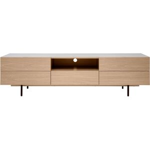 Miliboo Meuble TV design avec rangements finition bois clair chene et metal noir L180 cm ALASKA