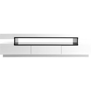 Miliboo Meuble TV design blanc laque brillant L200 cm LIVO