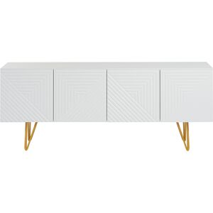 Miliboo Meuble TV design grave blanc et metal dore L140 cm OZEN