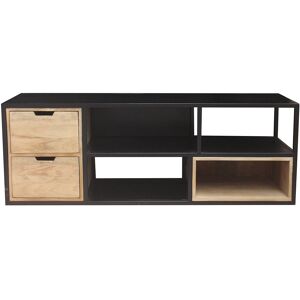 Miliboo Meuble TV en bois manguier massif et metal noir L140 cm JAIPUR