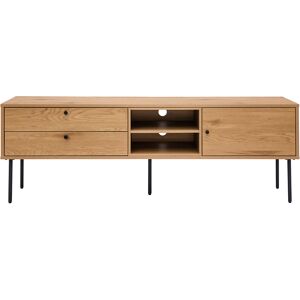 Miliboo Meuble TV finition en bois clair chene et metal noir L160 cm PERNELLE