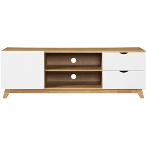 Miliboo Meuble TV scandinave blanc et bois clair L150 cm NEELA