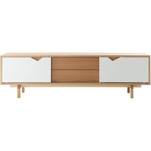 Miliboo Meuble TV scandinave blanc et bois L180 cm ACOUSTIC