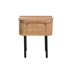 Miliboo Table de chevet en bois massif et metal noir avec tiroir L45 cm NAPOLI