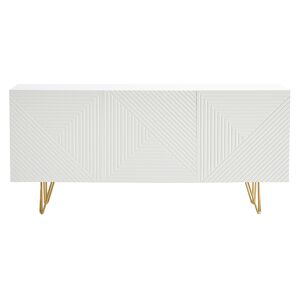 Miliboo Buffet design blanc et metal dore 3 portes L160 cm OZEN