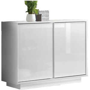 Miliboo Buffet design blanc laque brillant 2 portes L92 cm COMO