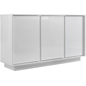 Miliboo Buffet design blanc laque brillant 3 portes L138 cm COMO