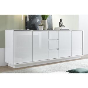 Miliboo Buffet design blanc laque brillant 4 portes 3 tiroirs L210 cm COMO