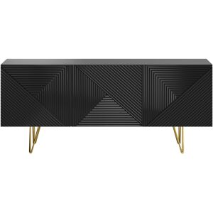 Miliboo Buffet design grave noir et metal dore 3 portes L160 cm OZEN