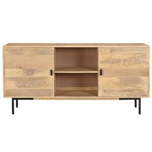 Miliboo Buffet en bois clair manguier massif et metal noir 2 portes L168 cm JUDE