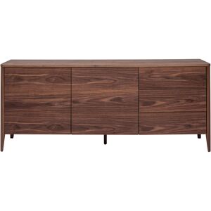 Miliboo Buffet en bois fonce noyer 2 portes 3 tiroirs 180 cm BENJA