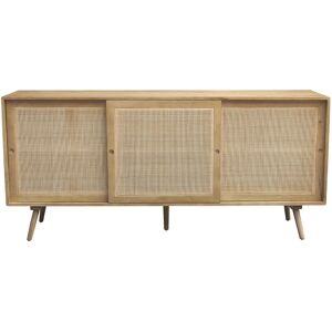 Miliboo Buffet en bois manguier massif et cannage rotin 3 portes coulissantes L180 cm ACANGE