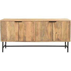 Miliboo Buffet en bois manguier massif grave et metal noir 4 portes L160 cm MORISSON