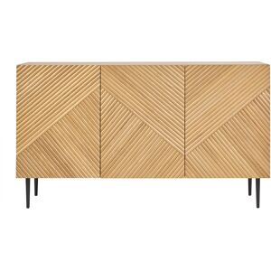 Miliboo Buffet design en bois clair chêne massif gravé et métal noir 3 portes L135 cm ARCHIPEL - Publicité Miliboo Buffet design en bois clair chêne massif gravé et métal noir 3 portes L135 cm ARCHIPEL - Publicité