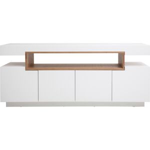 Miliboo Buffet scandinave blanc laqué brillant et bois 4 portes L180 cm LIVO - Publicité Miliboo Buffet scandinave blanc laqué brillant et bois 4 portes L180 cm LIVO - Publicité