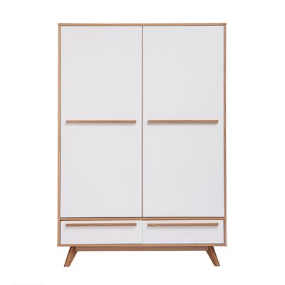 Miliboo Armoire design avec penderie finition bois clair et blanc mat L120 cm HELIA - Publicité Miliboo Armoire design avec penderie finition bois clair et blanc mat L120 cm HELIA - Publicité