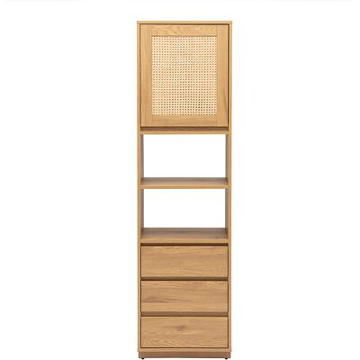 Miliboo Bibliothèque étagère avec rangements finition bois clair chêne et cannage rotin L50 cm SEVILLE - Publicité Miliboo Bibliothèque étagère avec rangements finition bois clair chêne et cannage rotin L50 cm SEVILLE - Publicité