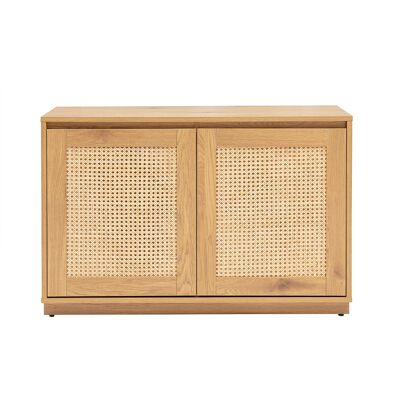 Miliboo Buffet bas finition bois clair chêne et cannage rotin L96 cm SEVILLE - Publicité Miliboo Buffet bas finition bois clair chêne et cannage rotin L96 cm SEVILLE - Publicité