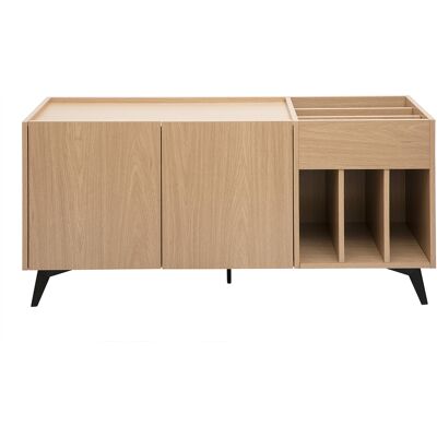 Miliboo Buffet de rangement vinyles en bois clair finiton chêne et métal noir L140 cm SEDA - Publicité Miliboo Buffet de rangement vinyles en bois clair finiton chêne et métal noir L140 cm SEDA - Publicité
