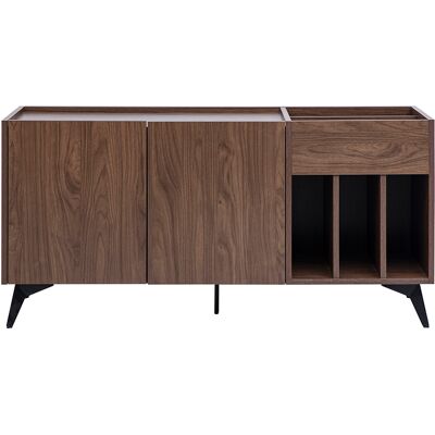 Miliboo Buffet de rangement vinyles en bois foncé finiton noyer et métal noir L140 cm SEDA - Publicité Miliboo Buffet de rangement vinyles en bois foncé finiton noyer et métal noir L140 cm SEDA - Publicité