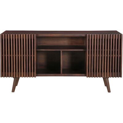 Miliboo Buffet en manguier massif teinté bois foncé 2 portes coulissantes L140 cm ALBA - Publicité Miliboo Buffet en manguier massif teinté bois foncé 2 portes coulissantes L140 cm ALBA - Publicité