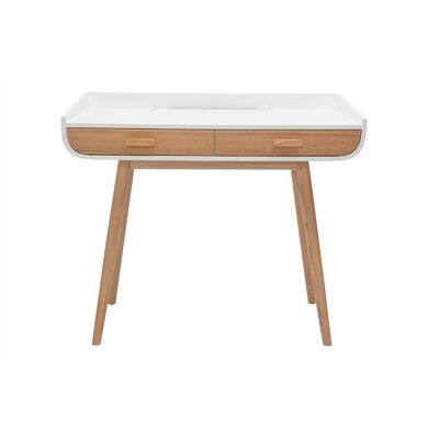 Miliboo Bureau scandinave blanc et bois clair avec rangements 2 tiroirs L100 cm HALLEN - Publicité Miliboo Bureau scandinave blanc et bois clair avec rangements 2 tiroirs L100 cm HALLEN - Publicité