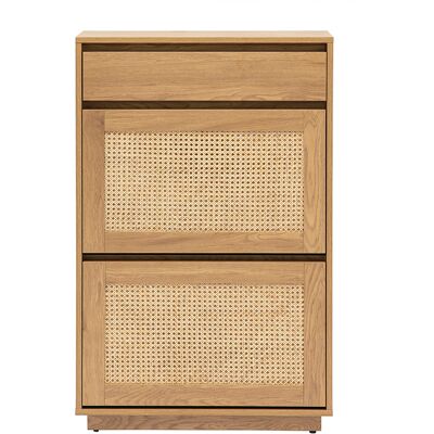 Miliboo Meuble à chaussures finition bois clair chêne et cannage rotin L70 cm ALICANTE - Publicité Miliboo Meuble à chaussures finition bois clair chêne et cannage rotin L70 cm ALICANTE - Publicité