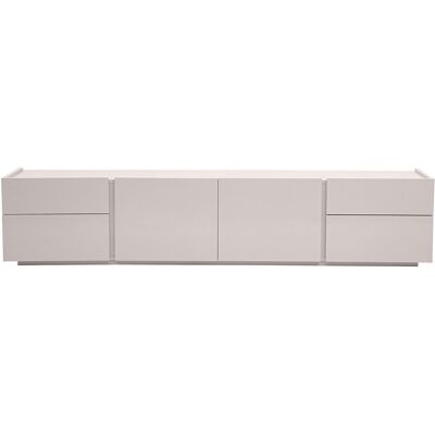 Miliboo Meuble TV design beige laqué brillant avec rangements L200 cm ISAURE - Publicité Miliboo Meuble TV design beige laqué brillant avec rangements L200 cm ISAURE - Publicité