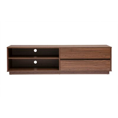 Miliboo Meuble TV finition bois foncé noyer 2 tiroirs L160 cm MADERO - Publicité Miliboo Meuble TV finition bois foncé noyer 2 tiroirs L160 cm MADERO - Publicité