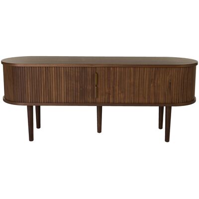 Miliboo Meuble TV vintage bois foncé noyer avec rangements 2 portes coulissantes L138 cm EPIC - Publicité Miliboo Meuble TV vintage bois foncé noyer avec rangements 2 portes coulissantes L138 cm EPIC - Publicité