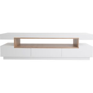 Miliboo Meuble TV design blanc et bois L200 cm LIVO