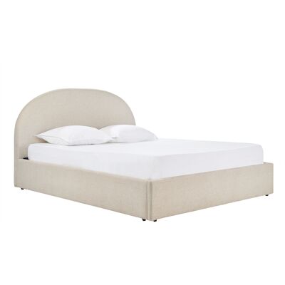 Miliboo Lit coffre 2 places 160x200 cm en tissu beige OREN - Publicité Miliboo Lit coffre 2 places 160x200 cm en tissu beige OREN - Publicité