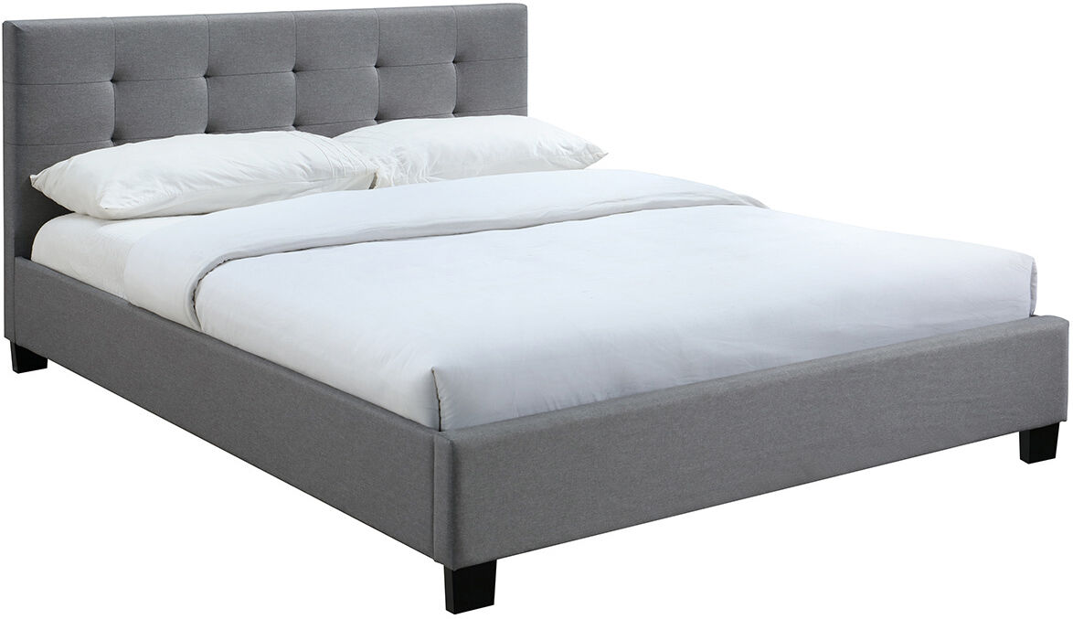 Miliboo Lit 2 places 160x200 cm en tissu gris capitonné MARQUISE